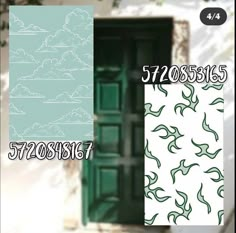 the door is green and there are clouds in the sky