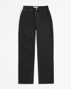 Women's High Rise Vintage Straight Jean | Women's Bottoms | Abercrombie.com Black Baggy Jeans, Vintage Straight Jeans, Low Rise Baggy Jeans, Abercrombie And Fitch Jeans, Denim Collection, Low Rise Jeans, Pocket Bag, Suits Coats, New Classic