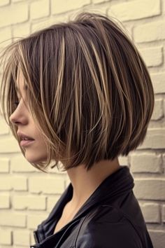 Neck Length Bob With Layers, Short Bob For Oval Face Shape, Short Hairstyles Without Bangs, Short Hair Styles For Fine Hair Over 50, Short Haircuts Thick Hair, Layered Short Bob Hairstyles, Medium Asymmetrical Hairstyles, Chopped Bob Haircut, Blonde Hair With Fringe