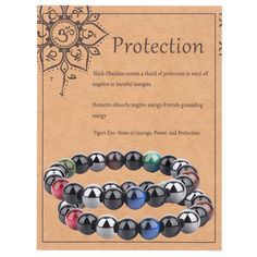 PRICES MAY VARY. Triple Protection Beaded Bracelet - 2pcs 10mm triple protection round bead bracelets in one pack.For a different experience, the exquisite triple protection bead bracelet helps relax the mind and brings lucky,prosperity and happiness, positive healing energy to your life, make you will look very different. Quality Materials - These triple protection bracelet are made of stone beads(black obsidian,hematite,tiger eye)and elastic rope. 10mm smooth beads are polished to a soft luste Adjustable Hematite Crystal Bracelet For Spiritual Healing, Black Hematite Crystal Bracelet For Spiritual Use, Obsidian Bracelets With Natural Stones For Meditation, Spiritual Beaded Obsidian Bracelets, Black Spiritual Hematite Crystal Bracelet, Crystal Stone Bracelet, Healing Stone Bracelet, Reiki Jewelry, Elastic Rope