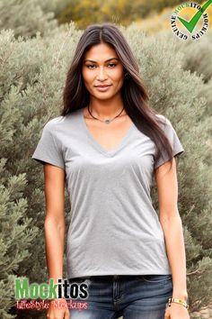 Bella+Canvas 6035 Style Mockup Women's Jersey Deep V-Neck T-Shirt Deep Heather Gray Tee Shirt Model with Smart Object Elevate the presentation of your artwork with this T-Shirt mockup. Tony has meticulously crafted each mockup to showcase your art with precision and attention to detail, leaving a lasting impression on your customers. These modern mockups are tailored to enhance the effect of your design, creating an unforgettable and impactful display. With these mockups, you can be confident in the professional and polished exhibition of your design, leaving you free to focus on your creative process. 🎥 For a limited time only, get the companion video for this mockup for $9.99 ($40 dollar value!) Just add the video to your cart and use coupon code VIDEO75 at checkout. Here's the link htt Gray Relaxed Fit V-neck Shirt, Plain Cotton V-neck Top, Gray Relaxed Fit V-neck Top, Comfortable Gray V-neck T-shirt, Basic Gray V-neck Tops, Solid Plain V-neck T-shirt, Solid V-neck Plain T-shirt, Fitted Heather Grey T-shirt With Short Sleeves, Fitted Heather Grey Short Sleeve T-shirt