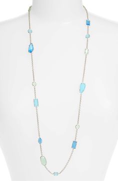 Free shipping and returns on Kendra Scott Jackinta Necklace at Nordstrom.com. Smooth baubles in varied shapes and sizes embolden this lengthy strand that adds class and elegance to any put-together ensemble. Class And Elegance, Current Styles, Fashion Styles, Kendra Scott, Necklace Designs, Long Necklace, Turquoise Necklace, Color Blue, Beaded Necklace