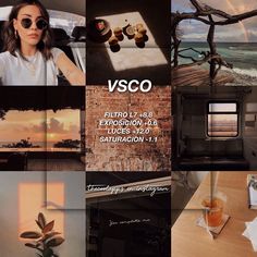 a collage of photos with the words vsco on it and images in different languages