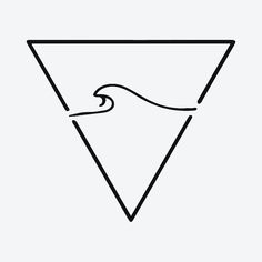 a black and white line drawing of a triangle with a wave coming out of it