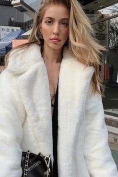 Winter Faux Fur Coat, Womens Faux Fur Coat, Long Faux Fur Coat, Rabbit Fur Coat, Plush Coat, Coat Women Fashion, Womens Prom Dresses, Skirt And Sneakers, Fur Coats Women