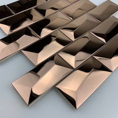 3D Rose Gold Subway Metal Mosaic Backsplash Bathroom Wall Tile SMMT211172 - My Building Shop Mosaic Backsplash Bathroom, Metal Tile Backsplash, Backsplash Bathroom Wall, Metal Mosaic, Tile Stickers Kitchen, Metal Mosaic Tiles, Recycled Tile, Copper Mosaic