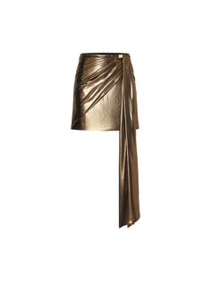 MO&Co. Women's Tie Details Mini Skirt Boldly take your style to new heights with the skirt. Crafted from an exquisite laser-embossed fabric with glossy gold foil, this skirt exudes a smooth touch and confident style. Front pleats and tie details create an adventurous silhouette, perfect for daring fashionistas. Features : - Mini length with a pleated overlap design and tie strap- Side concealed zip closure Code: MBC4SKT008The back length of size S is 40.5cmMATERIALS & CARE Material: 100% Polyest Mini Skirt Party Outfit, Skirt Party Outfit, Mini Skirt Party, Embossed Fabric, Gold Skirt, Gold Tie, Confident Style, Women's Tie, Womens Tie