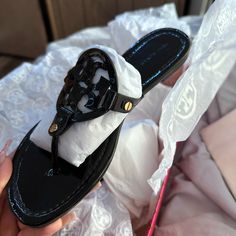 Tory Burch Sandals Size 8.5 Black Glossy Worn Once But Never Again Come With Box, Tissue,Dust Bag N All Tory Burch Sandals, Never Again, Tory Burch Shoes, Women's Shoes Sandals, Tory Burch, Shoes Sandals, Dust Bag, Women Shoes, Sandals