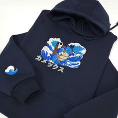 Embroidery Pokemon, Bf Birthday, Pokemon Embroidery, Pokemon Sweatshirt, Pokemon Blastoise, Pokemon Hoodie, Embroidery Men, Embroidery Hoodie, Clothing Ideas