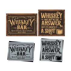 Whiskey Stencil Set (2pk)-Essential Stencil Diy Wooden Signs, Waverly Chalk Paint, Dry Brush Technique, Stencil Wood, Wooden Signs Diy, Wood Walls, Whiskey Bar, Sign Maker, Diy Workshop