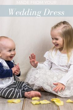 Upcycle your dress into outfits for your kids! Such a good photo opp. Good Photo, Christening Outfit, Wedding Gowns Vintage, Baby Christening, Dress Out, Beautiful Gifts, Custom Baby