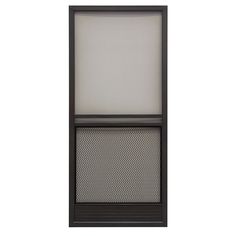 an open window with a mesh screen on the front and side panels in dark brown