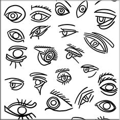 an image of different eyes drawn in black and white with the words eye on it