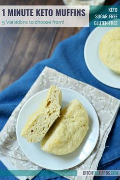 two white plates filled with cookies on top of a blue towel