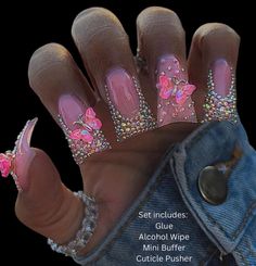 Luxury Press-On Nails: Elevate Your Style with Elegance and Ease **Welcome to the epitome of sophistication and convenience in nail fashion Sold over 100+ orders (on TT shop & IG)🎉 Now available on Etsy🥰 OUR nails are Trending NOW💓 PLEASE READ: Processing is 1-3 weeks depending on the amount of orders I receive. Each set is handmade so and orders are completed in the same orders I receive them. Thanks so much for your patience!!  If you need a rush order I can prioritize your set & ship next Jayda Cheaves Nails, Square Flare Acrylic Nails, Colorful Nails With Rhinestones, Duck Press On Nails, Press On Ideas, Aaliyah Nails, Spongebob Nails Acrylic, 17 Birthday Nails, Dope Nails Square