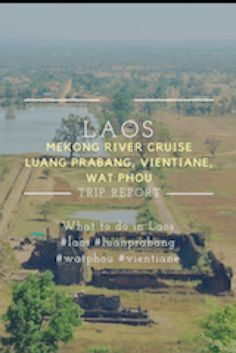 an aerial view of a river and land with the words laos written on it