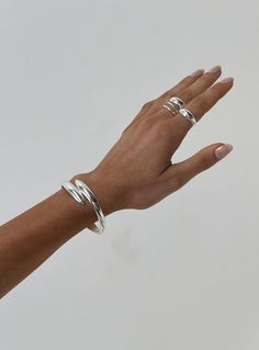 Cuff Silver toned, hinge opening Princess Polly Lower Impact 95% reclaimed zinc 5% steel Gold Accent Jewelry, Ornate Jewelry, Sorority Jewelry, Steel Accessories, Silver Jewelry Earrings, Cufflink Set, Summer 2025, Argentium Silver, Silver Engraving