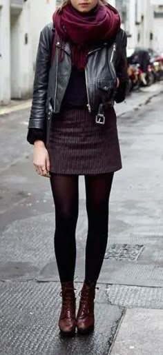 New boots outfit burgundy tights ideas #boots Rainy Day Outfit For Work, Rok Outfit, Feminine Outfits, Cold Weather Outfit, Dress Tops, Trendy Skirts, Looks Street Style