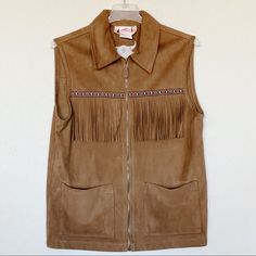 Zipper Front Double Pocket Vest. Fringe And Rodeo Ready Longhorn Cow Skull On Back Size Medium Measurements Approximate Pit To Pit: 22.5" Length: 28" Condition: Preowned Excellent No Rips, Holes Or Stains Smoke Free Home Bundle With Other Items In My Closet For The Best Deal Longhorn Cow, Pocket Vest, Suede Vest, Cow Skull, Best Deal, Rodeo, Front Zipper, Mens Jackets, Cow