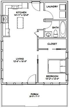 the floor plan for a two bedroom, one bathroom apartment with an attached laundry room