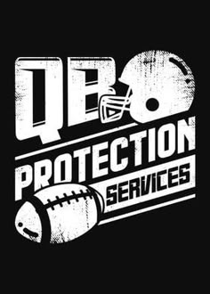 a black and white football logo with the words protection services on it's side