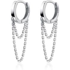 *High Quality Material: These Chain Dangle Hoop Earrings Are Made Of S925 Sterling Silver, Not Just The Posts, But The Entire Body Of The Earrings Is Made Of Sterling Silver. Sensitive Ears Can Also Be Worn With Confidence, Without Causing Allergies Or Turning Skin Green. *Earring Parametersthe Total Length Of These Hoop Chain Earrings Is 28mm/1.10” And The Diameter Of The Hoop Is 12mm/0.47”. The Weight Of These Hoop Chain Earrings Is 1.76g/Pair. S925 Stamped. *Fashion Stylethese Hoop Chain Dang Green Earring, Chain Hoop Earrings, Ear Chain, Dangle Hoop Earrings, Chain Earrings, Sensitive Ears, Silver Color, Sterling Silver Jewelry, Piercings