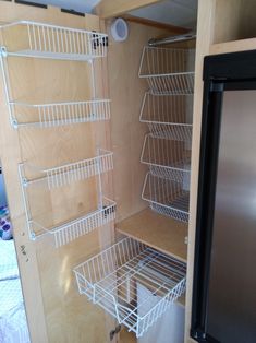 the pantry is clean and ready to be used as a storage area for small items