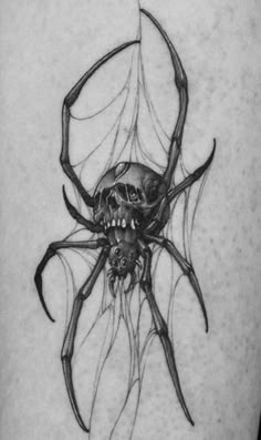 a black and white photo of a spider with a skull on it's back