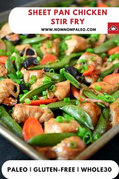 sheet pan chicken stir fry with green beans and carrots