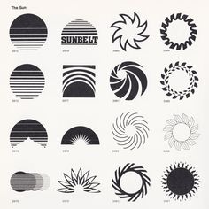 the sunbelt logo is shown in black and white, as well as several different designs