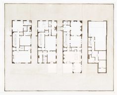 the floor plan of an old house with several rooms and two bathrooms in each room