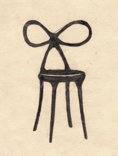 a drawing of a chair with a bow on it