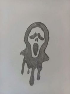 Horror Movie Sketches Easy, Drawing Scary Faces, Easy Doodle Art Halloween, Slenderman Drawings Easy, Easy Scream Drawing, Things To Draw Halloween Easy, Fall Drawings Aesthetic Easy, Scary Drawings To Draw Easy, Scream Drawing Ideas