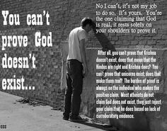 a man leaning against a brick wall with the words you can't prove god doesn't