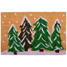 a door mat with trees painted on it