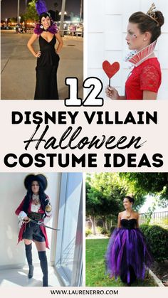 halloween costumes for women with text overlay that reads 12 disney villain halloween costume ideas