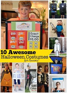 an assortment of halloween costumes for kids