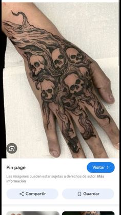 an image of a hand with skulls on it and the caption pin page below