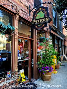 the storefront of patron's restaurant and garden shop