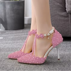 Category:Wedding Shoes; Embellishment:Lace; Heel Type:High Heel; Gender:Women's; Toe Shape:Pointed Toe; Type:Bridal Shoes; Heel Height(inch):4-5; Outsole Materials:Rubber; Closure Type:Ankle Strap; Shipping Weight:0.6; Production mode:Self-produce; Foot Length:; Size chart date source:Provided by Supplier. Fluffy Heels, Wedding Shoes Pumps, Lace High Heels, Pearl Lace, Fashion Shoes Heels, White Wedding Shoes, Bridal Heels, Wedding Shoes Heels, Bridesmaid Shoes