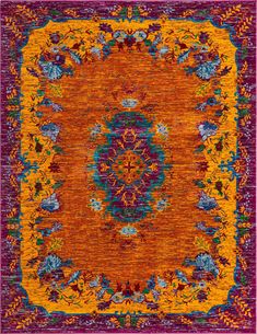 an orange and purple area rug