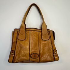 Vintage Fossil Reissue 1954 Cognac Handbag Leather Satchel Handbags, Fossil Handbags, Satchel Handbag, Old Soul, Vintage Bag, Vintage Purse, Satchel Handbags, Old English, Handbag Purse