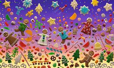 a computer screen with an image of christmas cookies and other holiday decorations on the bottom right corner