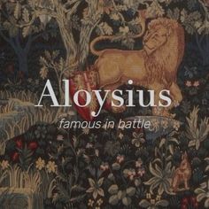 the cover of aloysius famous in battle, with an image of a lion