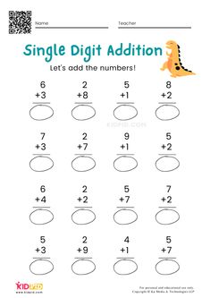 a printable worksheet for adding to the number one and two digit numbers