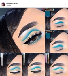 Blue Eyeshadow Looks Step By Step, Gender Reveal Makeup Ideas, Foxy Eyes, Bang Hair, Blue Eyeshadow Looks, Makeup Morphe, Glitter Eye Makeup