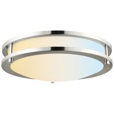 an image of a modern ceiling light with white and chrome trims on the rim