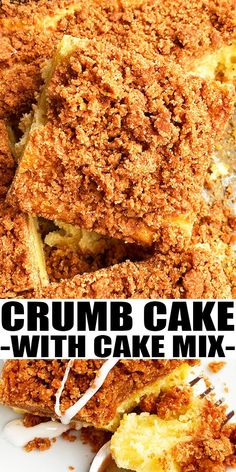 crumb cake with cake mix on top and in the middle, ready to be eaten