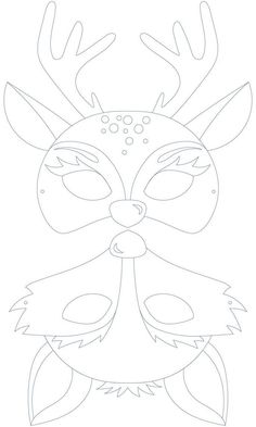 a drawing of a deer mask with eyes and nose drawn in the shape of a face