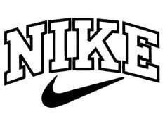 the nike logo is shown in black and white, with letters that spell it's name